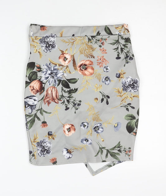 boohoo Women's Floral Pencil Skirt Size 12 Multicoloured