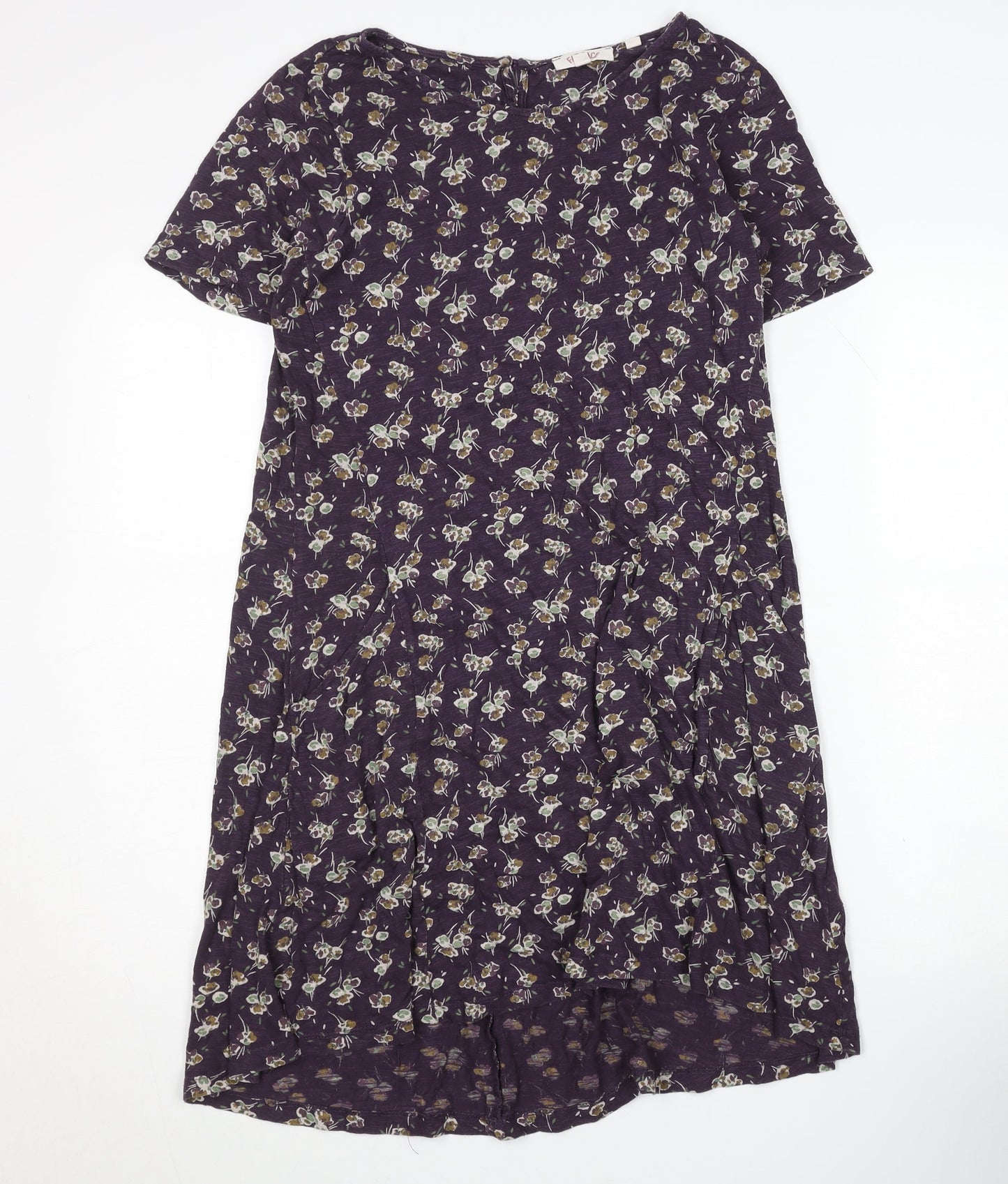Fat Face Floral Purple Short Sleeve Dress - Size 8, Women