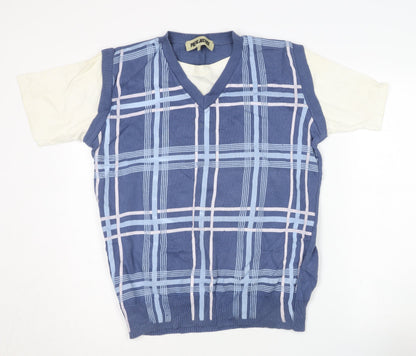 Poetic Justice Men's Blue Check Knit Vest
