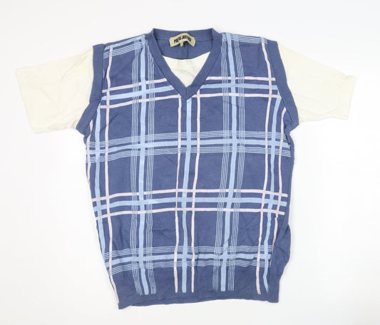Poetic Justice Men's Blue Check Knit Vest