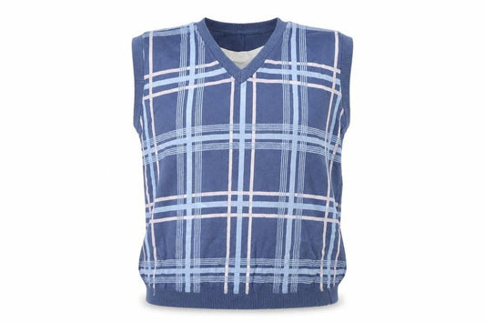 Poetic Justice Men's Blue Check Knit Vest