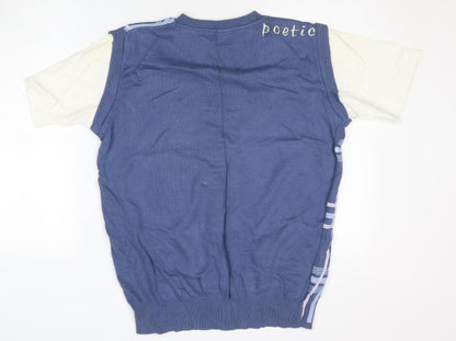Poetic Justice Men's Blue Check Knit Vest