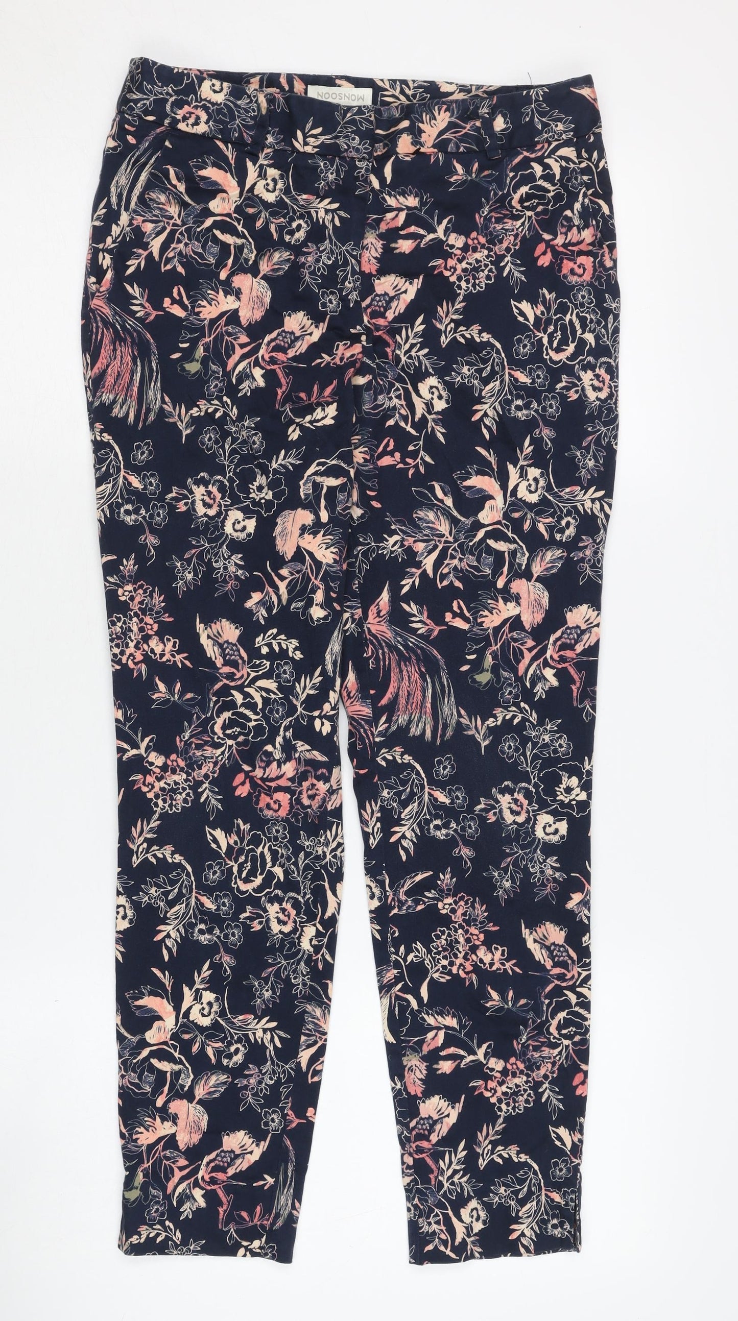 Noosnow Women's Blue Floral Trousers, Size 8
