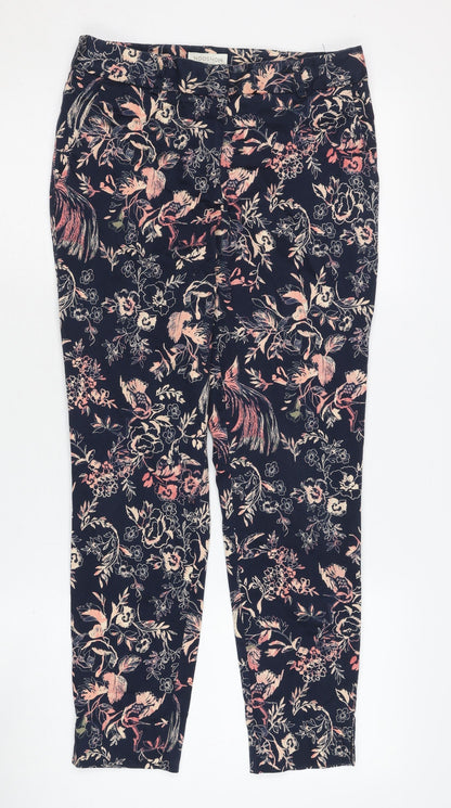 Noosnow Women's Blue Floral Trousers, Size 8