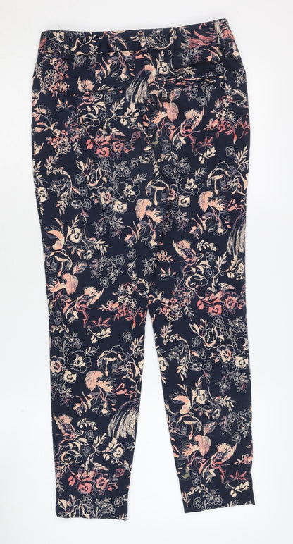 Noosnow Women's Blue Floral Trousers, Size 8