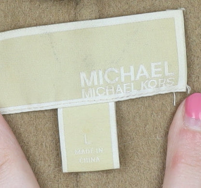 Michael Kors Women's Beige Wool Waistcoat, Size L, Casual Open