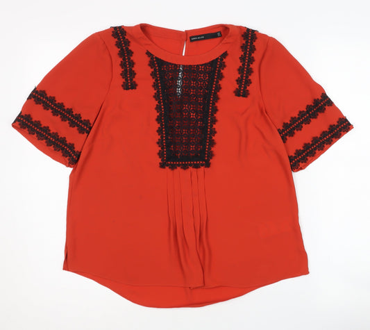 Karen Millen Women's Red Embroidered Blouse, Size 12