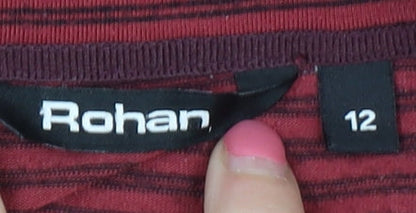 Rohan Women's Red Striped High Neck Sweatshirt Size 12