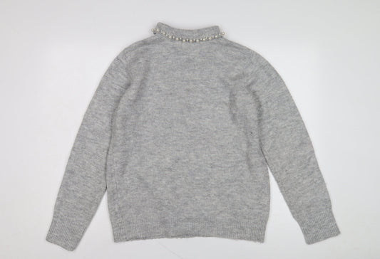 M&Co Women's Grey Collared Jumper Size 10