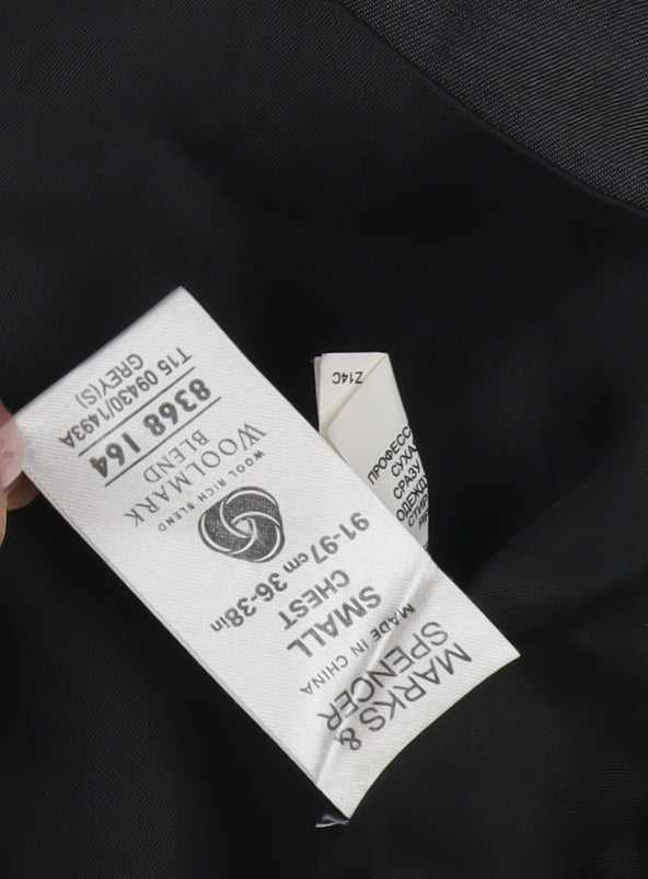 Marks & Spencer Men's Grey Wool Waistcoat, Size Small 36-38"
