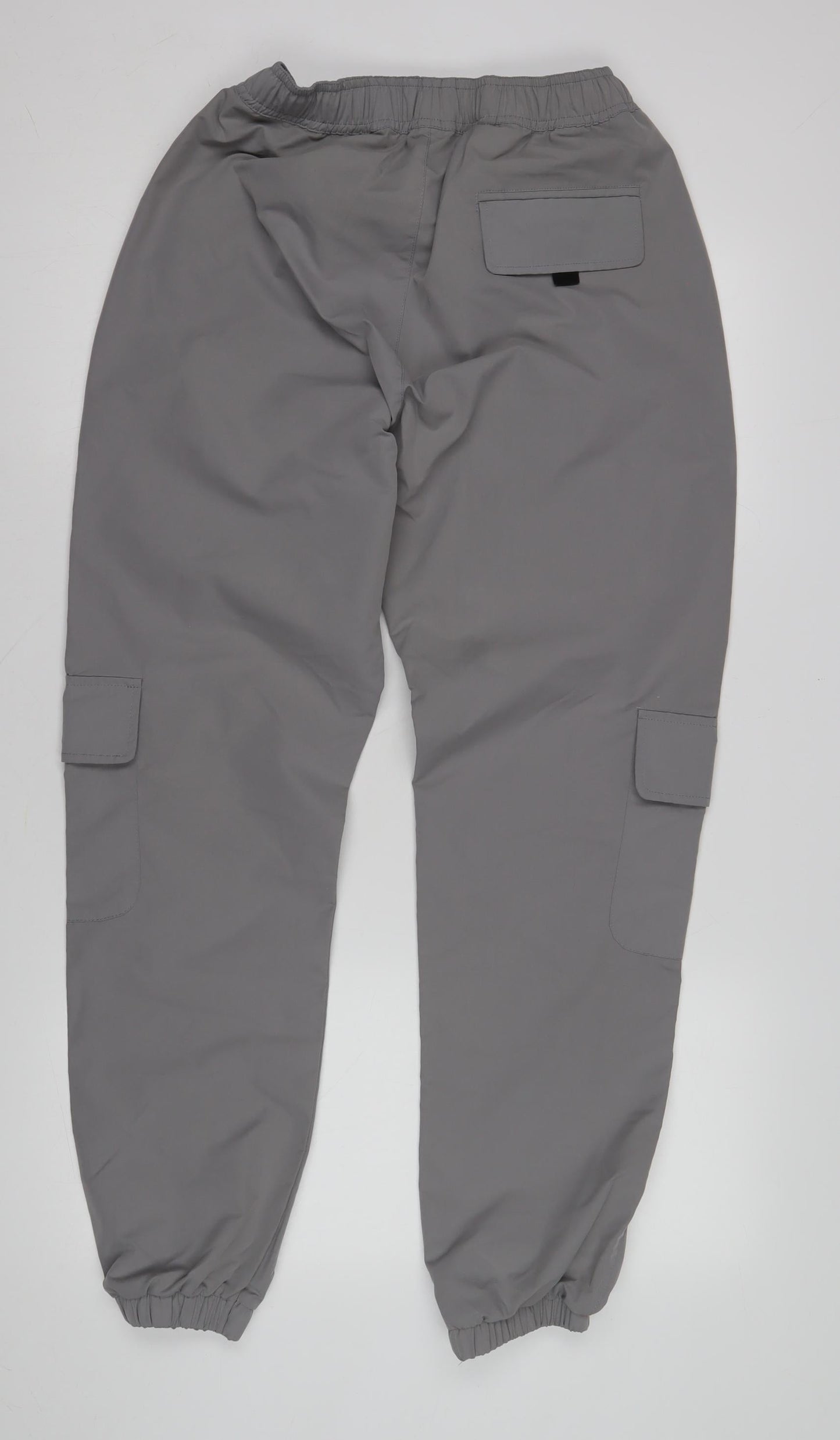 MCMXCV Women's Grey Cargo Trousers, M, Casual Elastic Waist