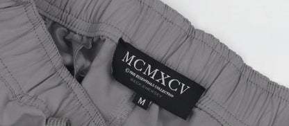 MCMXCV Women's Grey Cargo Trousers, M, Casual Elastic Waist