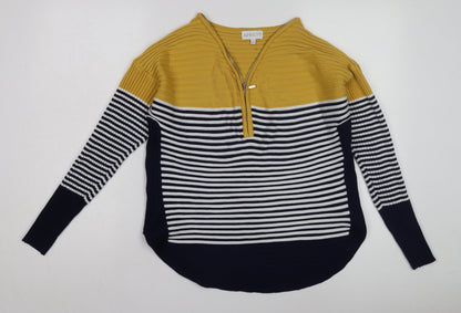 Womens UK Size L Apricot Multicoloured Full Zip Jumper