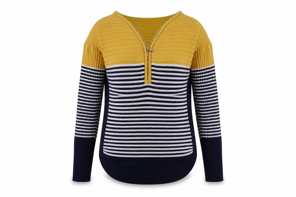 Womens UK Size L Apricot Multicoloured Full Zip Jumper