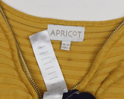 Womens UK Size L Apricot Multicoloured Full Zip Jumper