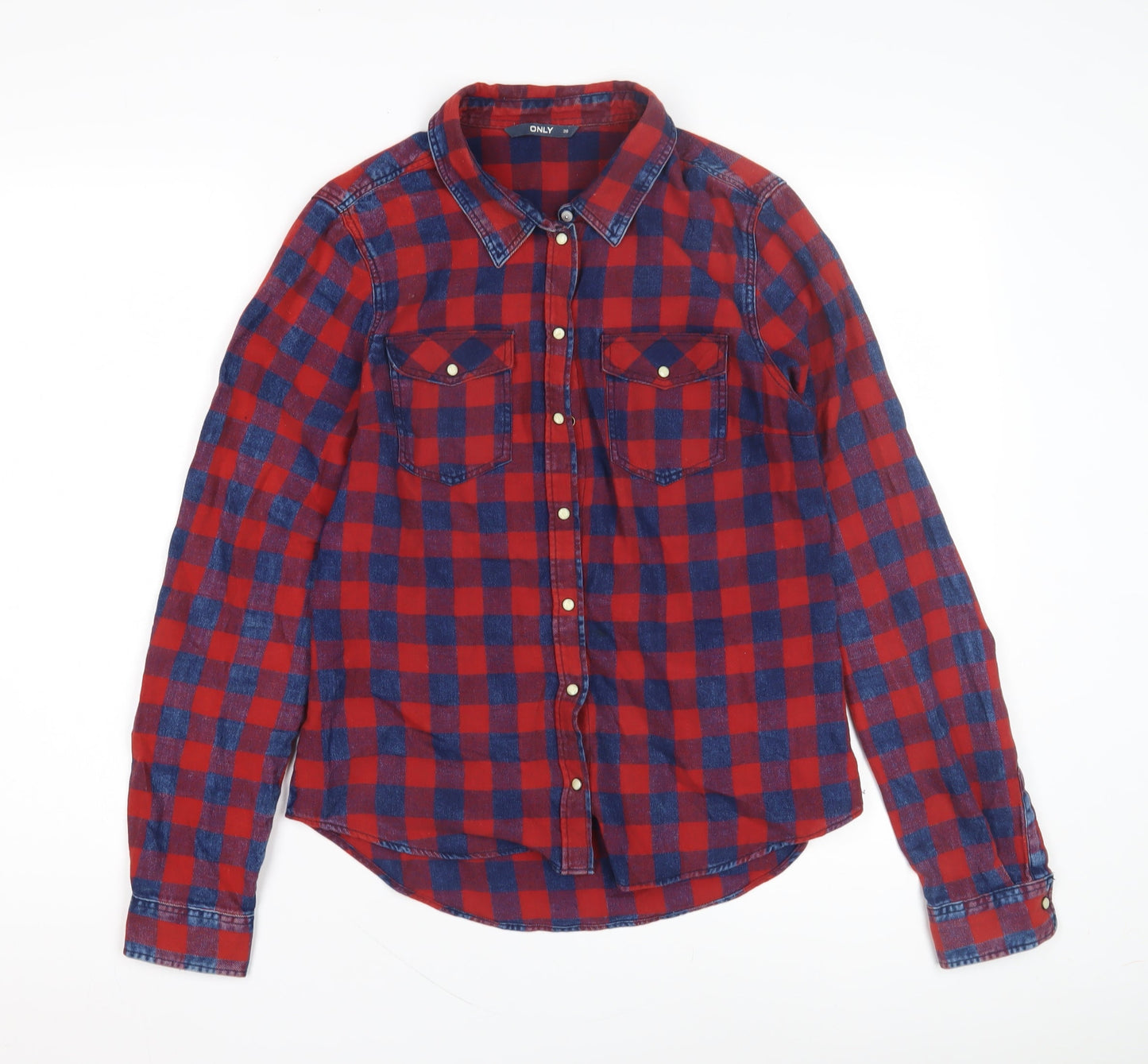 Womens UK Size 8 Only Red Basic Button-Up