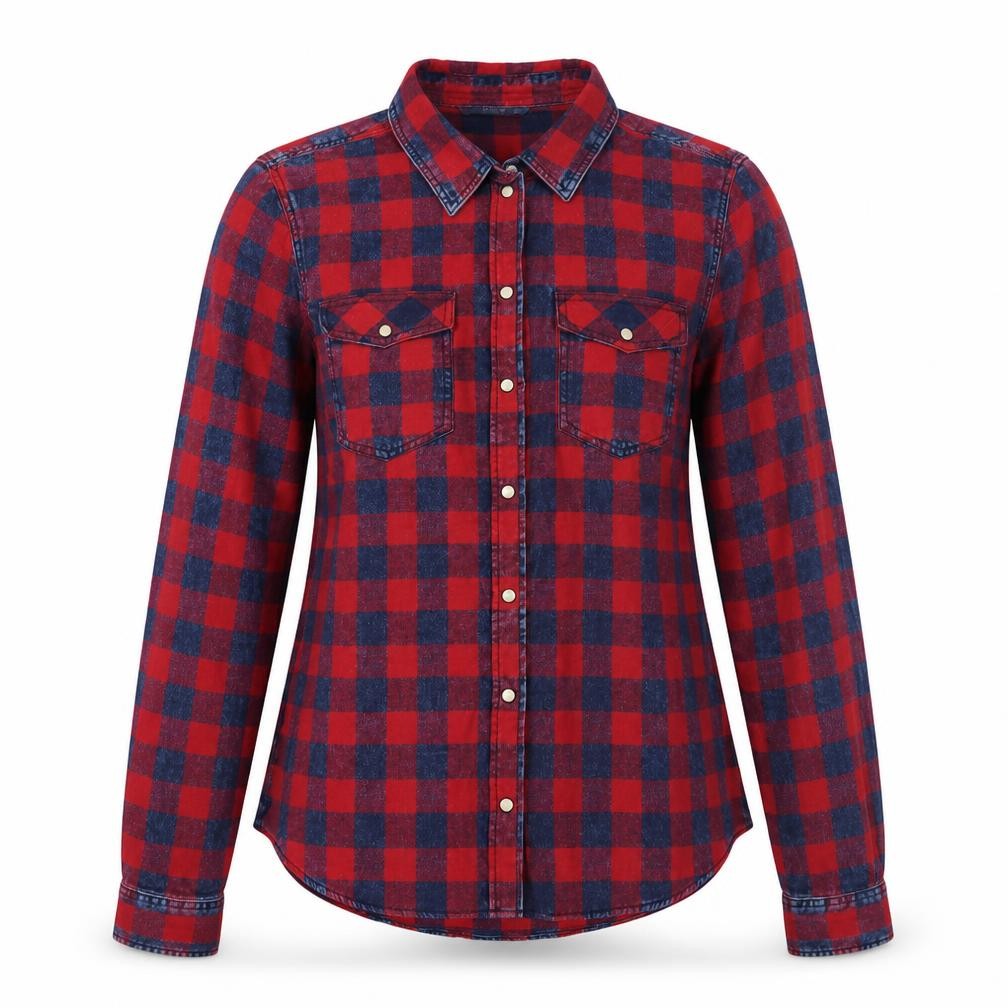 Womens UK Size 8 Only Red Basic Button-Up