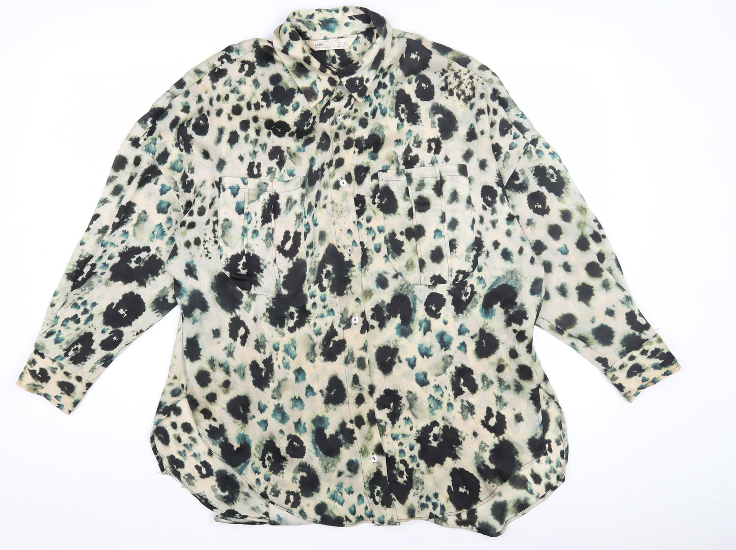 Womens UK Size XS Zara Multicoloured Basic Button-Up