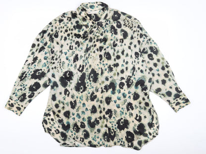 Womens UK Size XS Zara Multicoloured Basic Button-Up