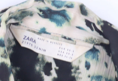 Womens UK Size XS Zara Multicoloured Basic Button-Up