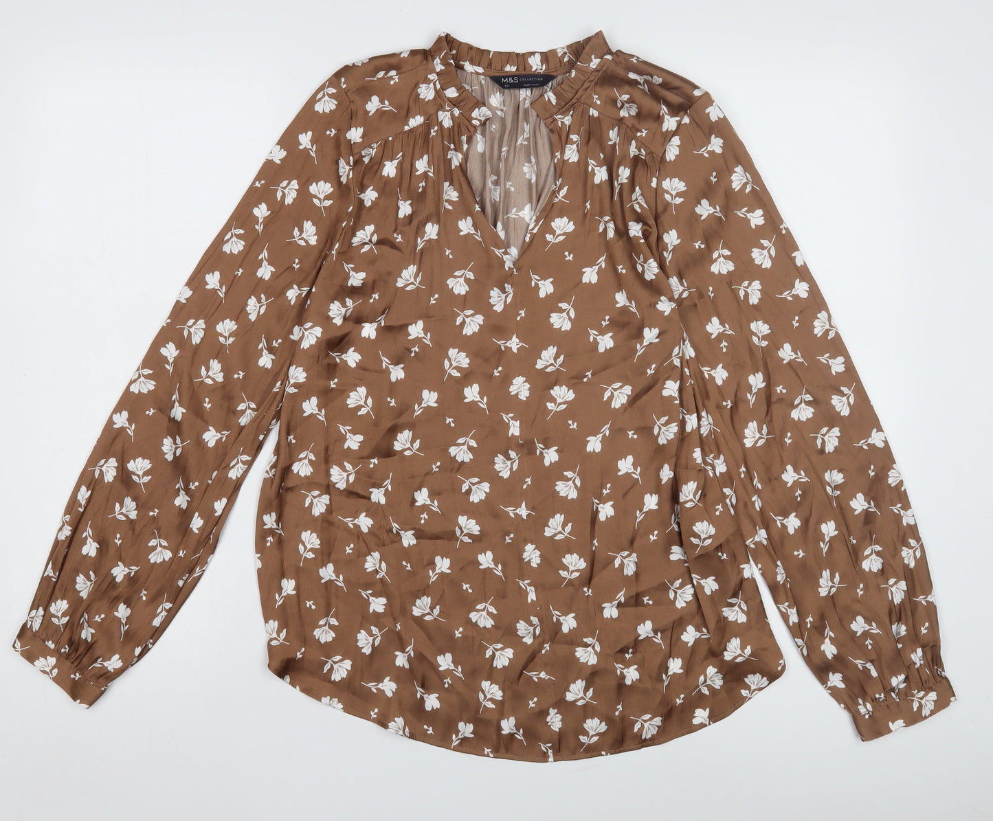 Womens UK Size 10 Marks and Spencer Brown Basic Blouse