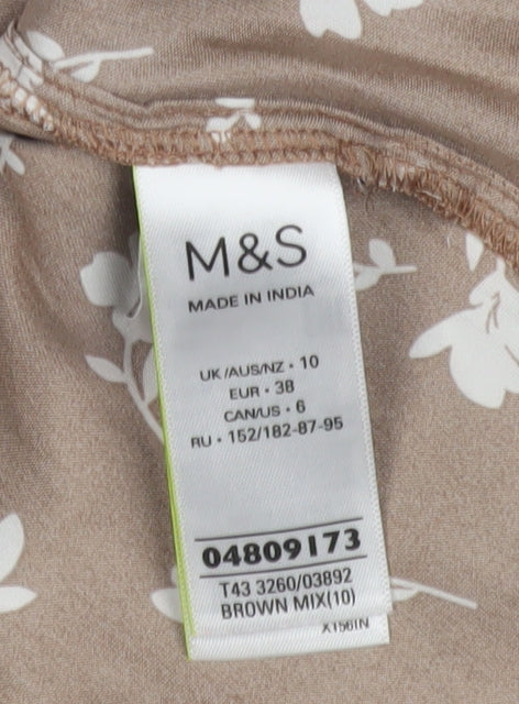 Womens UK Size 10 Marks and Spencer Brown Basic Blouse