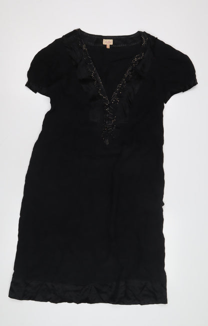 Whistles Women's Black Dress, Size 12, Short Sleeve