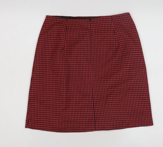 Marks and Spencer Red Pencil Skirt, Size 8, Button Accent
