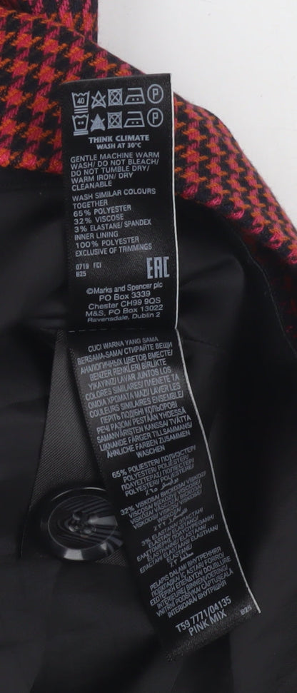 Marks and Spencer Red Pencil Skirt, Size 8, Button Accent