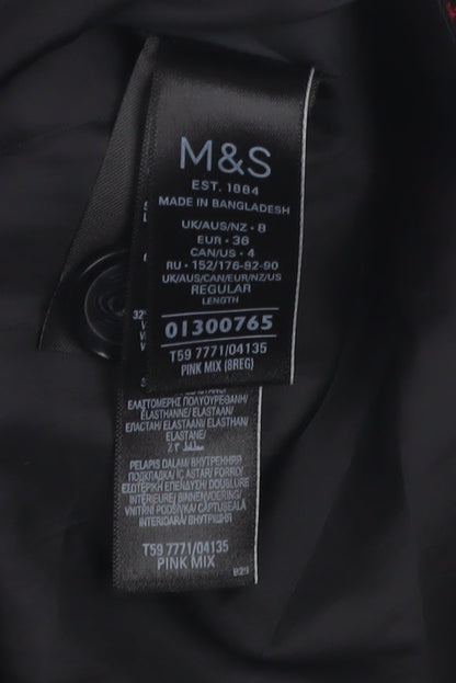 Marks and Spencer Red Pencil Skirt, Size 8, Button Accent