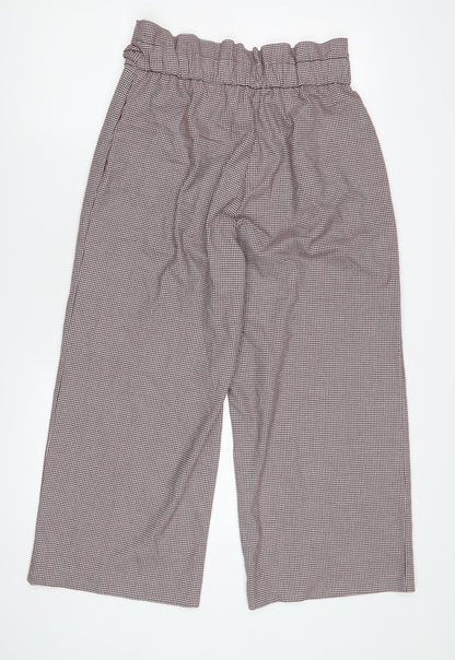 Womens UK Size M Zara Relaxed Fit Cropped Multicoloured Trousers