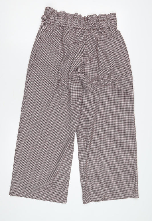 Womens UK Size M Zara Relaxed Fit Cropped Multicoloured Trousers
