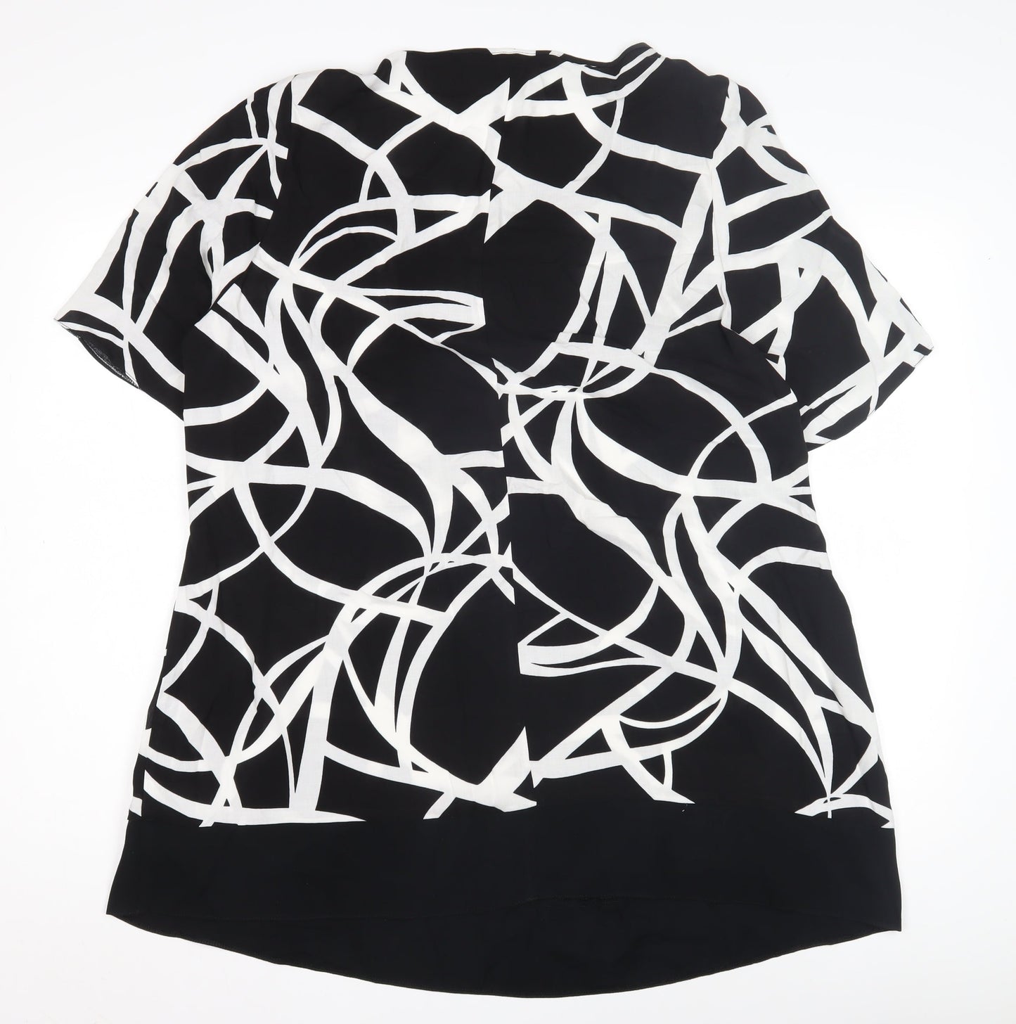 Evans Women's Black Geometric Blouse, Size 20, Henley Neck