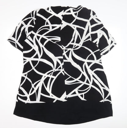 Evans Women's Black Geometric Blouse, Size 20, Henley Neck