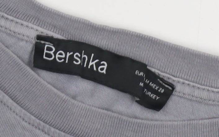 Womens UK Size M Bershka Grey Basic T-Shirt