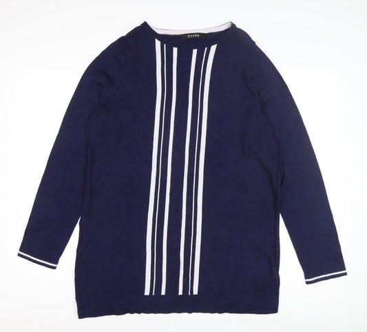 Evans Women's Blue Striped Pullover Jumper Size 16