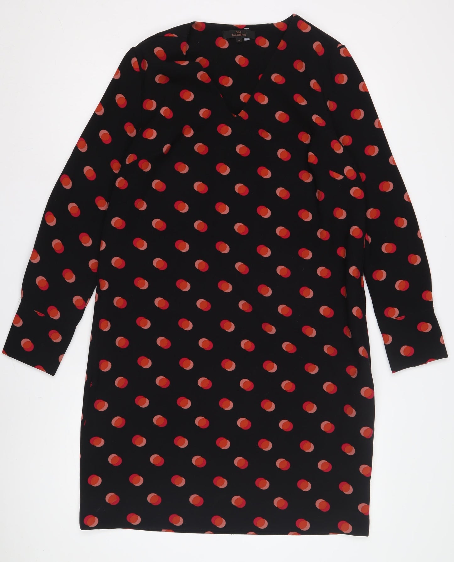 Next Women's Black Polka Dot Long Sleeve Dress Size 14