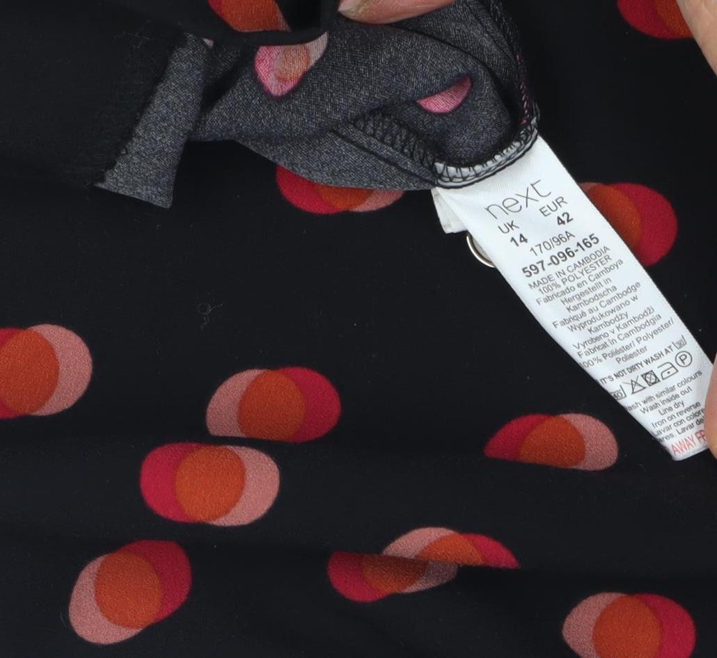 Next Women's Black Polka Dot Long Sleeve Dress Size 14