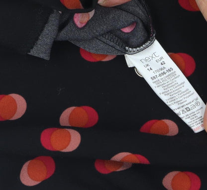 Next Women's Black Polka Dot Long Sleeve Dress Size 14