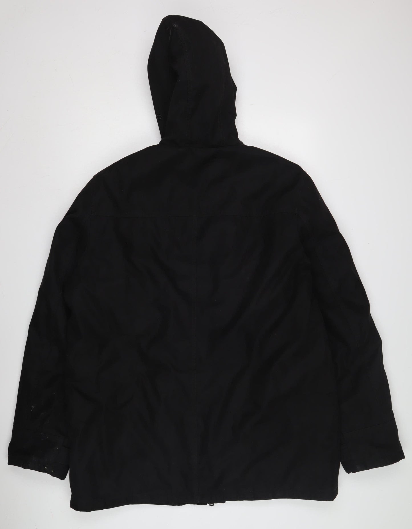 Livergy Unisex Black Parka Jacket, Size 12, Hooded, Zip/Button