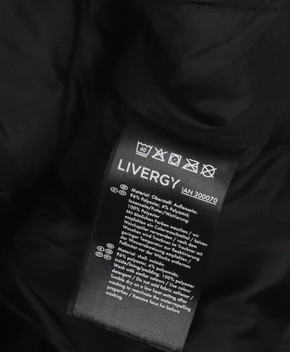 Livergy Unisex Black Parka Jacket, Size 12, Hooded, Zip/Button
