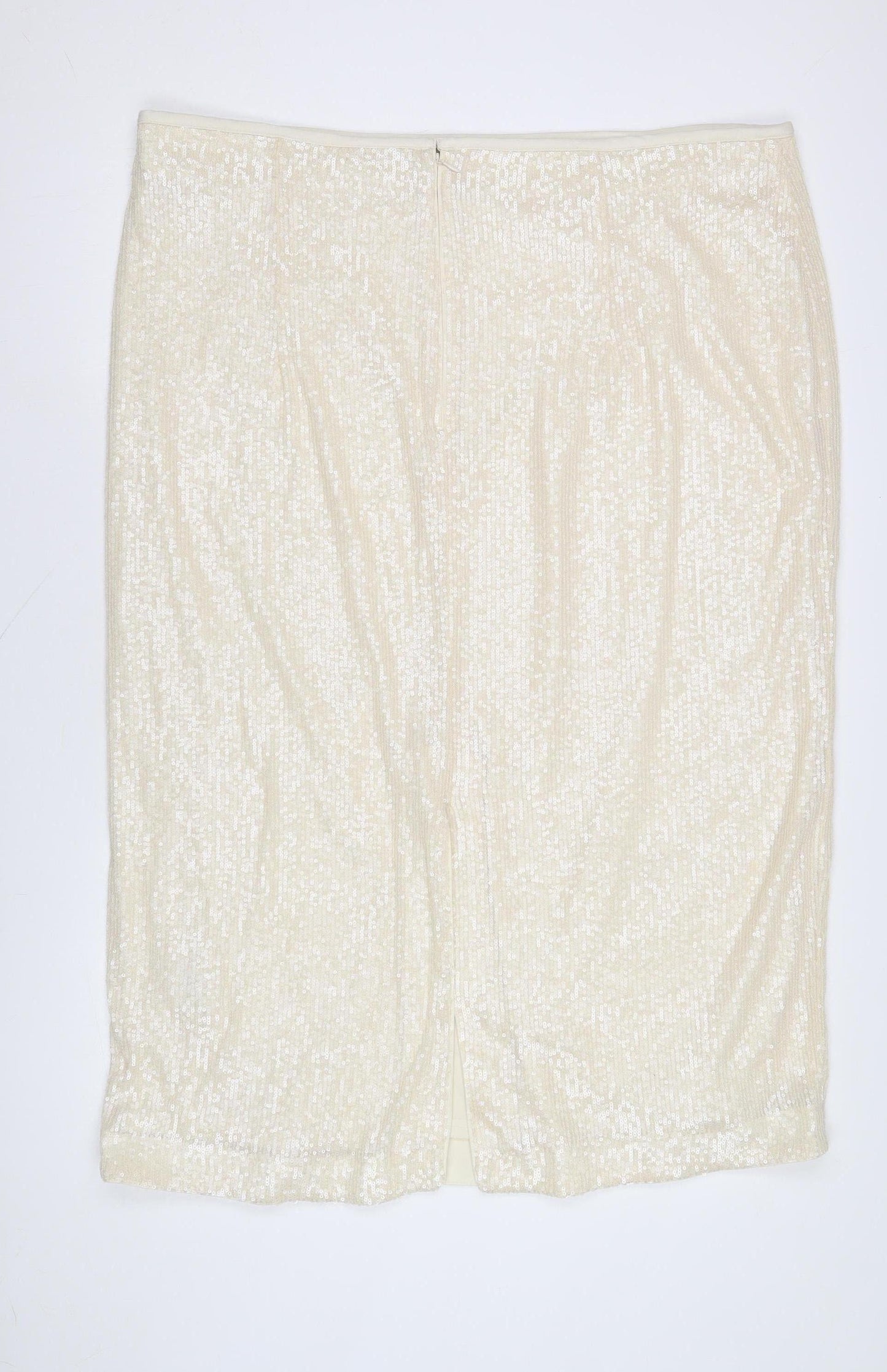 Marks & Spencer Women's Ivory Sequin Pencil Skirt - Size 24