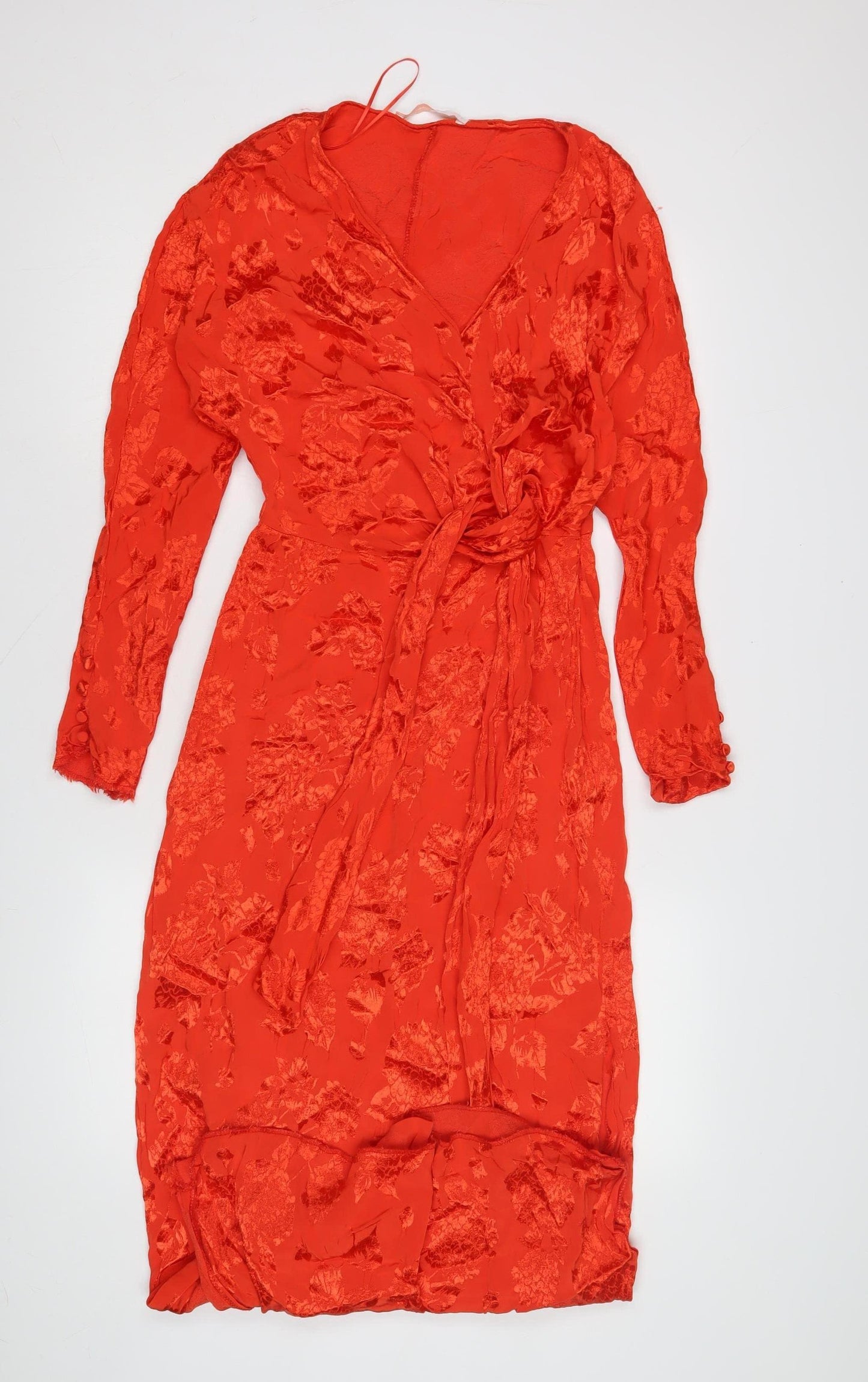 Trafaluc Red Floral Bodycon Dress M