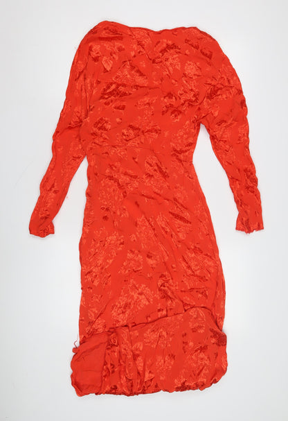 Trafaluc Red Floral Bodycon Dress M