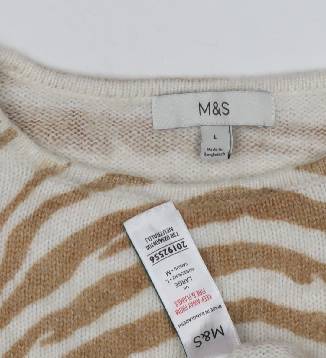 Womens UK Size L Marks and Spencer Beige Pullover Jumper