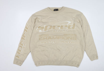 boohooMAN Men's Beige M Pullover Jumper