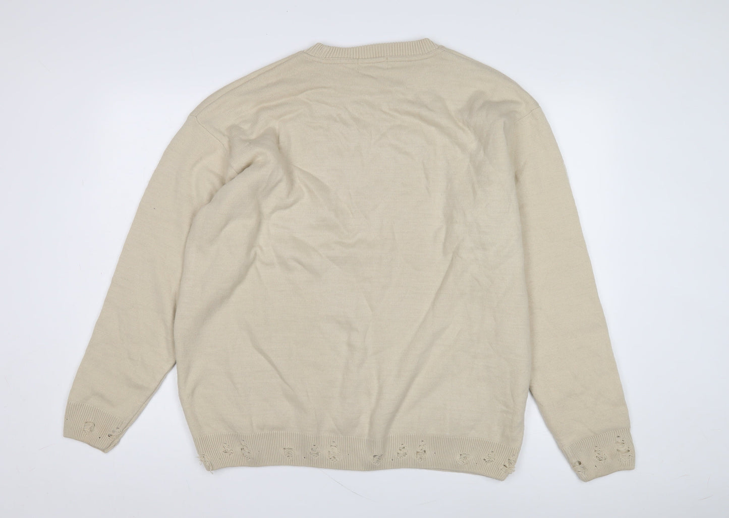 boohooMAN Men's Beige M Pullover Jumper