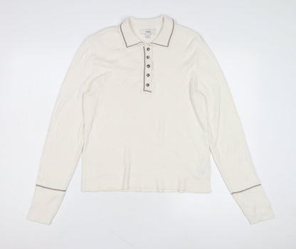 Marks and Spencer Men's White Long Sleeve Polo Shirt