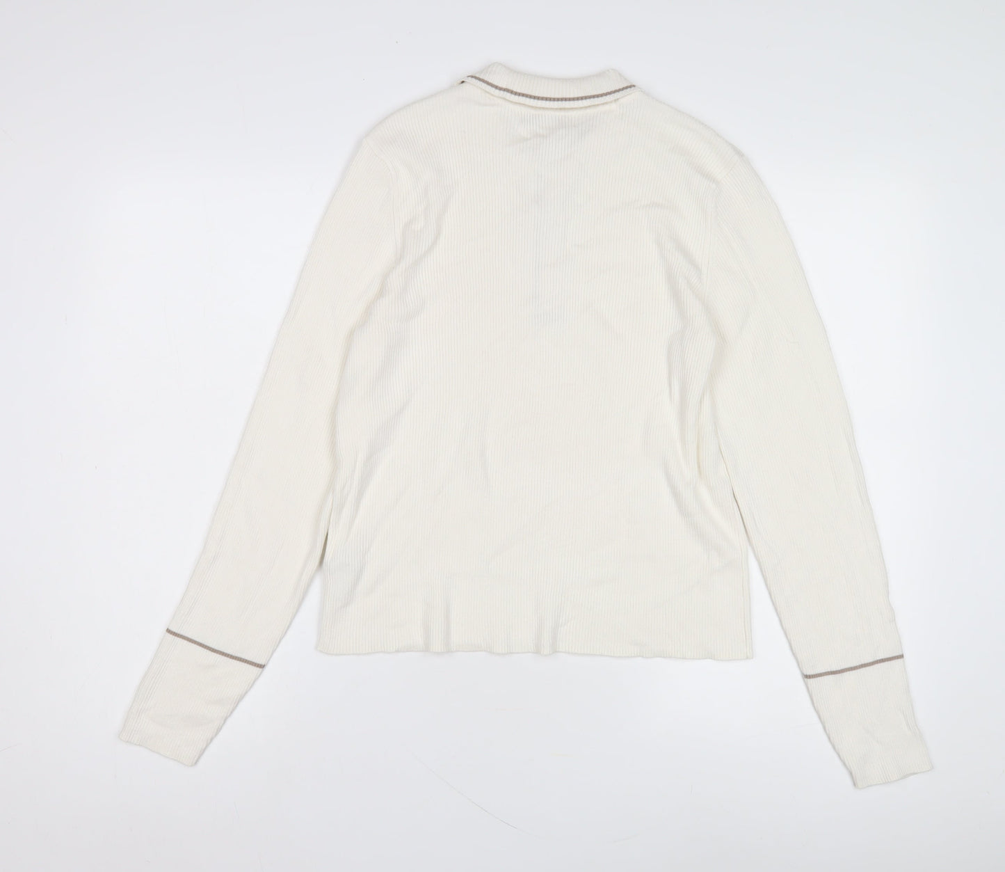Marks and Spencer Men's White Long Sleeve Polo Shirt