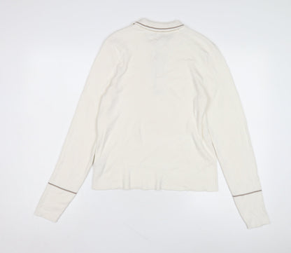 Marks and Spencer Men's White Long Sleeve Polo Shirt